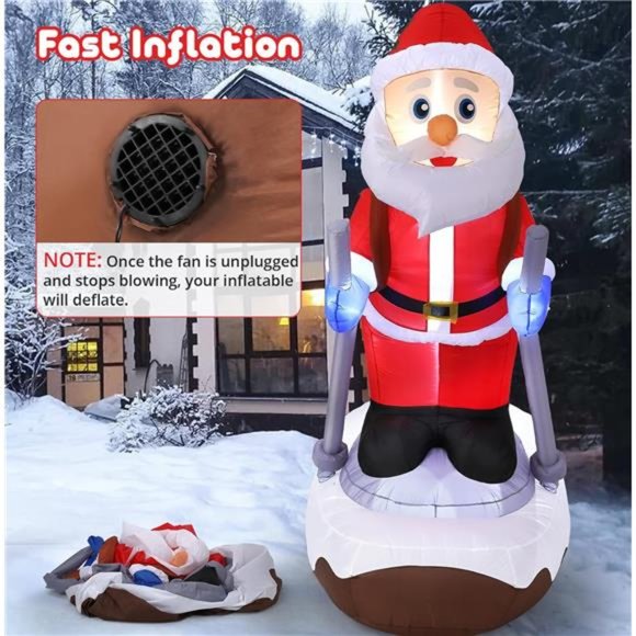 9.25 FT Christmas Inflatable Santa Claus with Gift Sled LED Lights Blow Up Decor - Picture 6 of 7